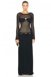 Платье с длинными рукавами и прививкой Christopher Esber, черный