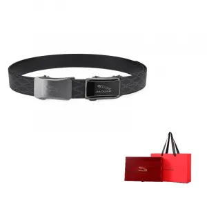 JAGUAR Мужской кожаный ремень из коровьей кожи шириной 3,5 см, Black