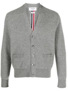 Thom Browne шерстяной кардиган с полосками RWB, серый