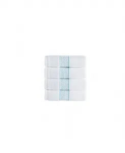 Набор из 4 турецких хлопковых полотенец с каймой в виде веревочной полосы Brooks Brothers, Sea Glass