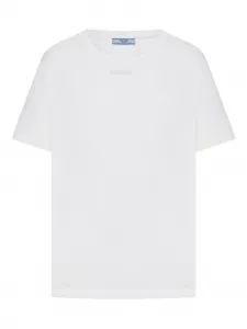 Футболка из джерси с треугольным логотипом Prada, белый