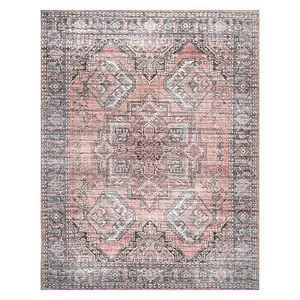 Кленовый коврик с цветочным медальоном, пригодный для машинной стирки Nuloom, 153x244 см