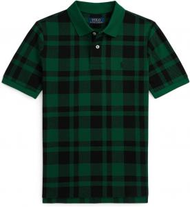 Рубашка-поло из хлопковой сетки в клетку Polo Ralph Lauren Kids, Green
