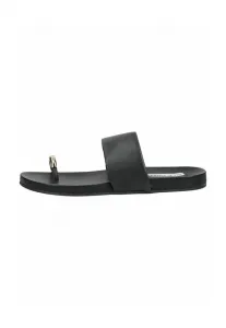 Сандалии с т-образным ремешком Steve Madden, Black Leat
