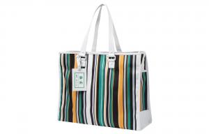 LINING Полиэстеровая сумка-шоппер, хозяйственная сумка, женская сумка Regular Unisex Green Yellow Stripes