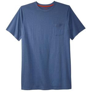 Мужская удлиненная футболка с круглым вырезом Boulder Creek By Kingsize для больших и высоких тяжеловесов с карманами, цвет Heather Blue