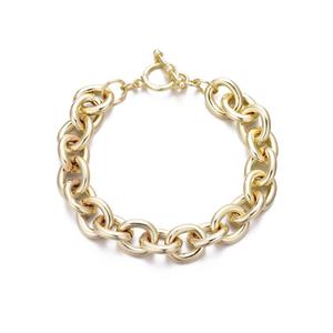 Позолоченный браслет с массивными овальными звеньями-тоглами Adornia, золотой