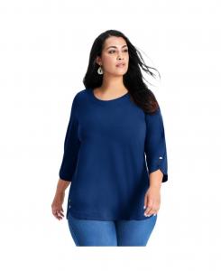 Женская блузка больших размеров Sabrina с укороченным рукавом и рукавами 3/4 AVENUE, Navy