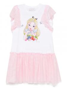 Платье с принтом Alice из коллаборации с Disney Monnalisa, белый