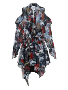 Мини-платье World Paint Geo с оборками и асимметричным кроем Off-White, черный