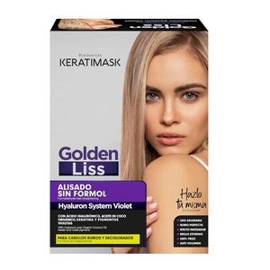 Placenta Life Набор для выпрямления волос Keratimask Golden Liss для светлых и обесцвеченных волос с кератином, гиалуроновой кислотой и органическим кокосовым маслом — экстремальный блеск и разглаживание — без формальдегида