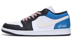 Jordan Баскетбольные кроссовки Air 1 с износостойким покрытием, низкие, винтажные, унисекс, синие, белые