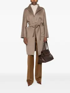 Пальто с капюшоном и поясом Max Mara, коричневый