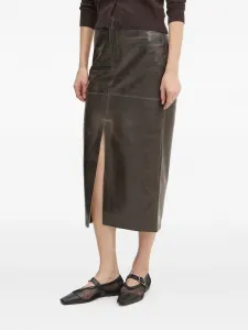Кожаная юбка миди с разрезом спереди Day Birger Et Mikkelsen, коричневый