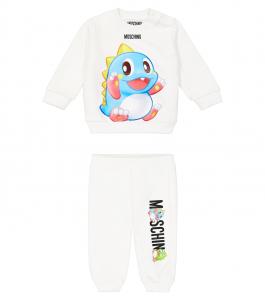 Детский спортивный костюм из хлопкового джерси с принтом Moschino Kids, Bianco Ottico