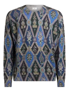 Свитер с жаккардовым узором в ромбовидном стиле ETRO, синий