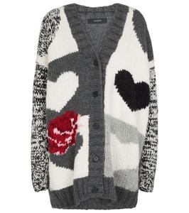 Кардиган из смесовой шерсти с интарсией Joseph, Grey Combo