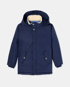 Детская длинная корейская парка однотонная Kids El Corte Inglés, темно-синий