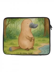 Mr. & Mrs. Panda Сумка для ноутбука с изображением утконоса и надписью "Смелость" (без слогана), белого цвета