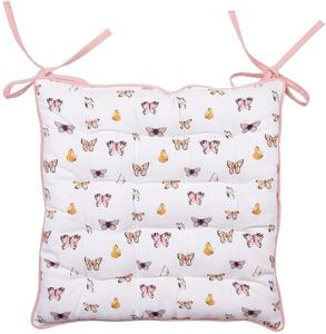 Подушка для стула Clayre & Eef Пенопластовая, 40x40x4 см, Голубая, Розовая, Хлопковая Гортензия Clayre&Eef, бежевый