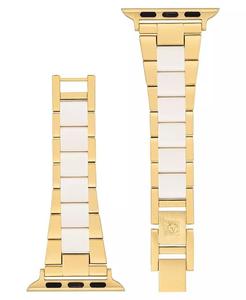 Женский пластиковый браслет золотистого и белого цвета, совместимый с Apple Watch 42/44/45/Ultra/Ultra 2 Anne Klein, мультиколор