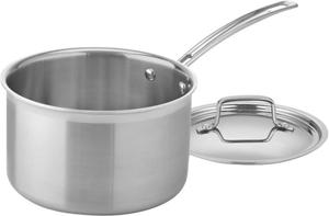Сотейник Cuisinart Multiclad Pro Triple Ply из нержавеющей стали с крышкой 3,8 л, серебристый