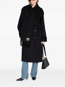 Шерстяной шарф Augustina с бахромой Anine Bing, черный