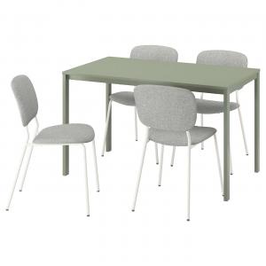 Стол и 4 стула VIHALS/VIHALS IKEA, 125x74 см, цвет green green/white tibbleby beige-grey