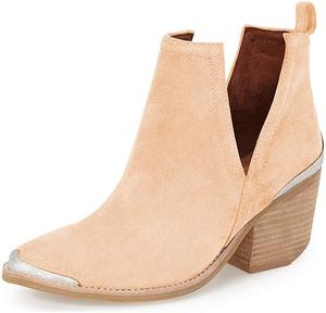 Женские ботильоны YDN на низком каблуке из искусственной замши, ковбойские с вырезами и металлическим носком, для официального наряда, размер 4-15 US, Beige