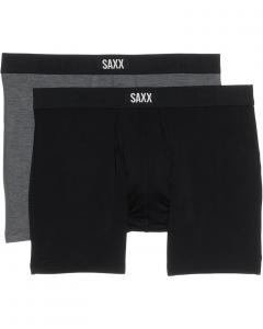 Мужские трусы Saxx Vibe Xtra Super Soft Boxer Brief Fly 2-pack SAXX UNDERWEAR, Black/Dark Grey Heather