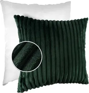 Декоративная подушка LILLI BIG CORD велюровая на молнии 60x60 см однотонная изумрудная диванная подушка, простая в уходе ANRO Trade GmbH