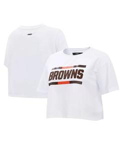 Женская белая укороченная футболка Cleveland Browns New Helmet Capsule Pro Standard