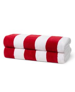 Полосатое полотенце - Впитывающие полотенца из 100% хлопка - Большие полотенца для пляжных принадлежностей - Быстросохнущие полотенца для плавания - Мягкие полотенца с полосатым рисунком - 32" x 62", (2 шт.) Ben Kaufman, красный