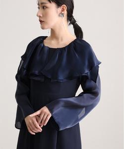 Платье с разрезом на рукавах и большим воротником, свадебное платье, вечернее платье Pourvous, цвет Navy