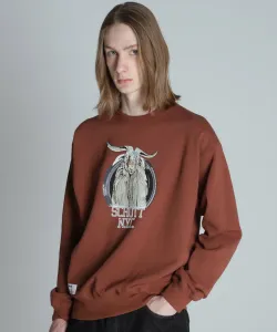 Толстовка с круглым вырезом из цветного хлопка и козьей шерсти