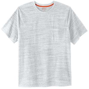 Мужская удлиненная футболка с круглым вырезом Boulder Creek By Kingsize для больших и высоких тяжеловесов с карманами, цвет White Marl