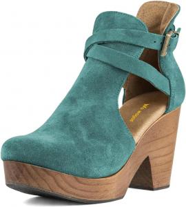 Женские ботильоны на платформе с круглыми носами, вырезами, ремешками и пряжками, скуфита на пробковой массивной высокой шпильке, повседневная обувь для работы в офисе, размеры 4-16 US Wo wagas, Dark Turquoise