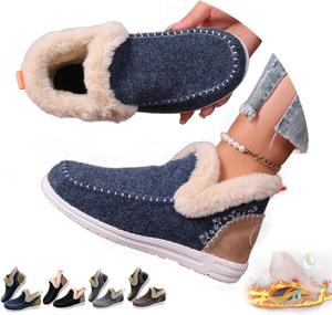 Женские зимние тапочки HUIQINGLI с плюшевой подкладкой, удобные ортопедические обувь с поддержкой свода стопы, с вышивкой и аппликацией, теплые сапожки для снега без застежки No Brand, Blue 11