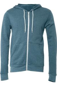 Толстовка с капюшоном BELLA + CANVAS из флисовой губки с застежкой-молнией, цвет heather deep teal