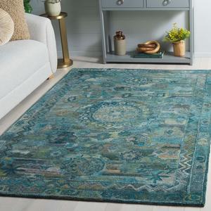 Ковер SAFAVIEH, 183 x 183 см,  Anatolia Collection, Aqua & Green, Handmade, идеален для гостиной, спальни, столовой (AN411Y-6SQ)
