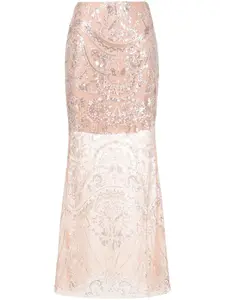 Многослойная юбка с бусинами Self-Portrait, нейтральный