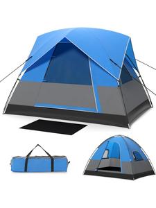 COSTWAY Палатка для кемпинга на 3 человека, синего цвета
