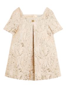 Dolce & Gabbana Kids фактурное платье-трапеция с эффектом металлик, нейтральный