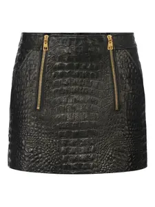 Юбка мини с тиснением под кожу крокодила Elisabetta Franchi, черный