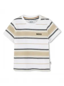 Полосатая футболка с логотипом BOSS Kidswear, белый