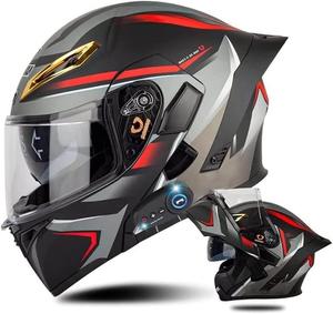 Шлем мотоциклетный Dirertys Bluetooth, черный / красный / серый