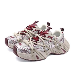 FOXER Женские дышащие, легкие, низкие, массивные кроссовки с амортизацией, бежево-красные