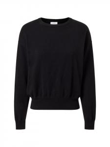 Черный свободный свитер из органического хлопка с круглым вырезом CASH-MERE.CH