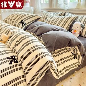 Yalu Комплект постельного белья из молочного вельвета (простыня на резинке 180 см, пододеяльник 200х230 см), утепленный