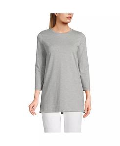 Женская хлопковая туника Supima с рукавом 3/4 Lands' End, серый